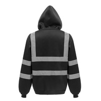 Hi Vis Safety Fleece Zip Sudadera con capucha ANSI Clase 3 Reflectante con fondo negro para hombres Hi-Vis Lime Zipper Sudadera