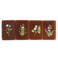 Set Mahjong Akrilik Warna Kopi Vintage, Pola Gambar Tangan yang Elegan, Hadiah Suvenir Premium untuk Pecinta Mahjong
