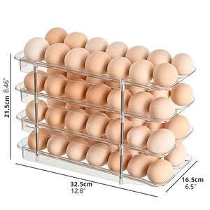 Оптовая продажа C700 <span class=keywords><strong>2</strong></span>-ярусная 16-сетчатая пластиковая коробка для яиц большой емкости кухонный органайзер для хранения яиц для холодильника прямоугольной формы - Product Image 5