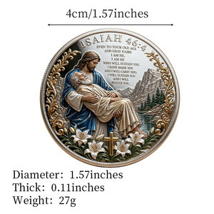 Pièce commémorative en stock Isaïe 46:4 Jésus protégeant l'agneau avec le slogan « Je te saurai protéger » – Objet de collection en métal, artisanat souvenir - Product Image 6