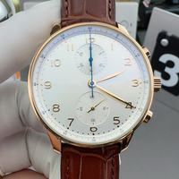 Jam tangan mekanik pria mewah dengan logo khusus, jam tangan desainer berkualitas tinggi bergaya Portugis, jam tangan kronograf