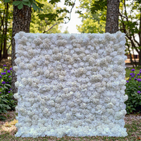 Hete Verkopende Bruiloft Decoratie Kunstmatige Bloemenmuur Achtergrond Witte Rozen Hortensia Oprollen 8ft Bij 8ft Bloemenmuur Achtergronden