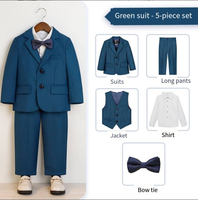 Costume blanc élégant 5 pièces, coupe ajustée, smoking formel pour mariage, garçon d'honneur, baptême, première communion
