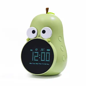 Creative duck Pear Wake up Alarm Clock Learning Assistant Time Management Children's Silicone LED Clock