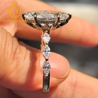 Bague de fiançailles en diamant de laboratoire certifié IGI de 4 carats, taille marquise, pour femme, personnalisable en or 14K ou 18K, avec pierres latérales en diamant, bijoux