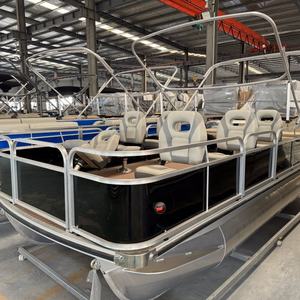 Barcos de pontón de aluminio flotante EVA de 21 pies, 23 pies, 25 pies para <span class=keywords><strong>Taxi</strong></span> acuático, pesca de pasajeros y motor fuera de borda de ocio incluido - Product Image 1