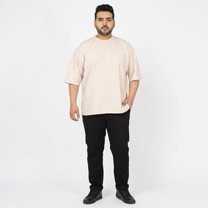 T-shirt à manches courtes col rond en non-tissé, personnalisé, couleur unie, surdimensionné 4XL-6XL pour hommes grands et corpulents - Product Image 1