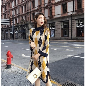 Nanteng abito maglione da donna sfuso Casual a maniche lunghe a quadri retrò con quadri a quadri <span class=keywords><strong>lunghi</strong></span> - Product Image 6