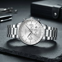 Montre Chronographe de Luxe pour Homme à Quartz, Boîtier en Alliage, Acier Inoxydable 20mm, Aiguille Design Pièce de Monnaie, Multifonction, Style Antique et Dessin Animé