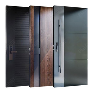 Minimalist Geometric Matte Metal Pivot Security <strong>Door</strong> with Integrated Fingerprint Smart Lock Pivot <strong>Door</strong> - Product Image 2