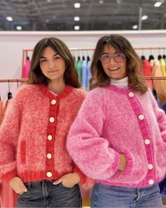 Cardigan en tricot épais fait main pour femme, taille plus, tricoté à la main, crochet d'hiver personnalisé - Product Image 1