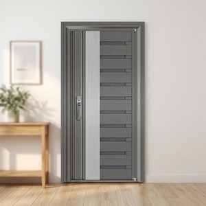 Porte d'entrée principale extérieure en alliage d'aluminium à grain de bois, à âme pleine, étanche, insonorisée, antivol, personnalisable pour villa - Product Image 2