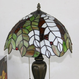 Longhuijing Wholesale 12-Inch Stained Glass Tiffany Style LED <b>Table</b> Lamp with Dome Shade and <b>Antique</b> Base <b>Bedside</b> Lamp - Product Image 6