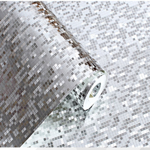 Papier peint 3D PVC Texture métallique Installation facile Or Argent Mosaïque Papier peint Pilier KTV Bar <span class=keywords><strong>Comptoir</strong></span> Plaid - Product Image 2