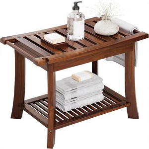 <span class=keywords><strong>Panca</strong></span> doccia in teak da 23,6 pollici, 300 libbre, con ripiano portaoggetti e portasciugamani per bagno, uso interno/esterno, Cina - Product Image 1