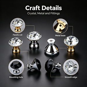Kristal elmas cam çekmece dolap dolap çekme kolu kolları vida - Product Image 2