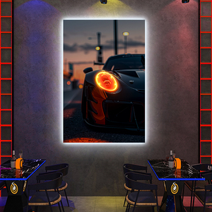 Decorazione Murale Moderna con Luce LED in Acrilico, Stampa Artistica di Auto da Corsa <span class=keywords><strong>e</strong></span> Auto Sportive - Product Image 3