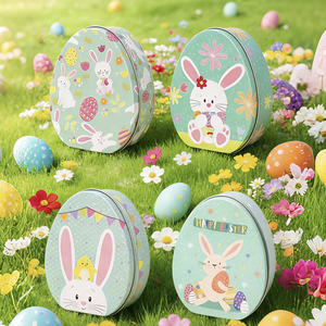 Lata <span class=keywords><strong>de</strong></span> Dulces <span class=keywords><strong>de</strong></span> Pascua, <span class=keywords><strong>Caja</strong></span> <span class=keywords><strong>de</strong></span> Hojalata con Forma <span class=keywords><strong>de</strong></span> Huevo Plano <span class=keywords><strong>de</strong></span> Conejito <span class=keywords><strong>de</strong></span> Pascua, Empaque <span class=keywords><strong>de</strong></span> Chocolate, Exquisita Lata Ovalada Plana <span class=keywords><strong>de</strong></span> Conejito <span class=keywords><strong>de</strong></span> Pascua - Product Image 1