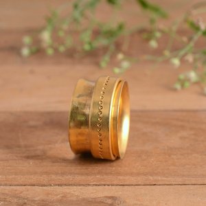 Handmade Solid Brass 14K Gold Plated Bezel Setting Modern Unisex <b>Spinner</b> <b>Ring</b> Thumb Band - Product Image 6