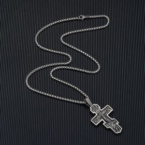 Colar com Pingente Crucifixo Cruz Católica Clássica, Pérola Imitada, Corrente Cobra Banhada a Ouro, Joia de Aço Inoxidável para Homens - Product Image 4