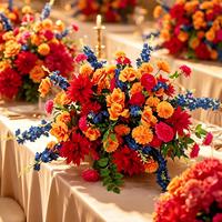 Bouquet de fleurs artificielles de haute qualité en soie, dahlias, roses, delphiniums, centre de table pour mariage, hôtel, restaurant, décoration