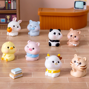 Mini Tierfiguren aus Harz, Miniatur-Desktop-Ornamente, Niedliche Kaninchen-, Kuh-, Katzen-, Panda-Figuren, Landschaftsdekorationen, DIY-Zubehör - Product Image 2