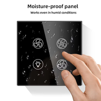 Interrupteur intelligent WiFi UBARO Tuya pour ventilateur et lumière, panneau tactile en verre trempé 86 mm, contrôle de la vitesse du ventilateur, compatible Alexa, Google Home, Smart Life
