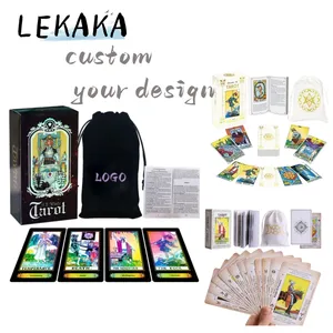 Grosir pesanan khusus Logo motivasi banyak warna kartu Tarot dengan buku panduan dan tas hadiah