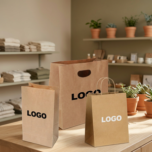 Bolsa de Papel Kraft Clásica para Alimentos, con Asa Flexiloop, Logotipo Grabado, Reciclable, Biodegradable y Ecológica - Product Image 1