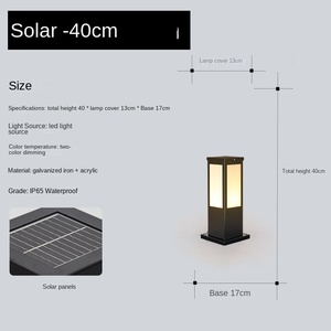 <b>Solar</b> Powered LED Lawn <b>Light</b> Outdoor Garden Lamp <b>Post</b> Black Aluminum Alloy IP65 Water-Resistant 5000K Daylight Motion Sensor - Product Image 2