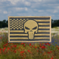 Écusson de broderie de drapeau rétro nouveauté vente en gros de patchs de drapeau brodé en tissu carré fantôme