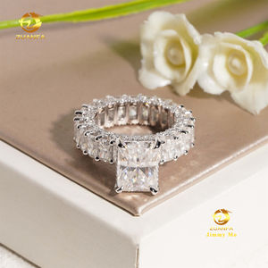 Özelleştirilmiş benzersiz düğün gelin takı 925 katı gümüş GRA sertifikaları beyaz radyant mozanit elmas sonsuzluk bant yüzük - Product Image 1