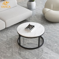 Table basse italienne de luxe pour la maison, l'hôtel, le café, base en métal stable, tables gigognes modernes, ensemble de tables basses rondes en pierre frittée