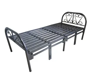 Современная недорогая портативная черно-белая серебристая металлическая складная кровать