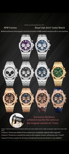 <span class=keywords><strong>Reloj</strong></span> Mecánico de Lujo 2026, Esfera Blanca, Resistente al Agua, 41 mm, Movimiento APS APW+ Factory 4302 7750, Serie <span class=keywords><strong>Royal</strong></span> <span class=keywords><strong>Oak</strong></span> 26331 - Product Image 6