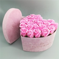 Cajas de Regalo de Terciopelo al por Mayor, Cajas de Cartón con Forma de Corazón Rosa para Rosas Preservadas, con Logotipo Personalizado