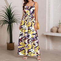 Combinaison à bretelles entièrement imprimée pour femme, avec cordon de serrage, pantalon large, style vacances, tenue de plage sexy, vêtements décontractés, tailles S-2XL