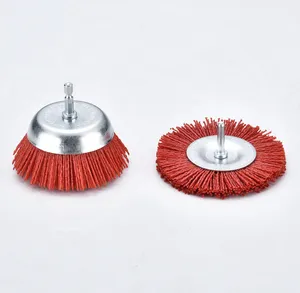 DELUN 75mm Vibratite Assorted Cup Brushes, Abrasive Wire Nylon Cup Brush For Drill With 1/4" Shank Circular Brush