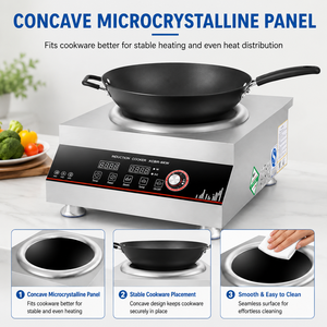Cuisinière à induction concave commerciale 6000W 220V en acier inoxydable, plaque à induction de comptoir pour restaurant et cuisine - Product Image 3