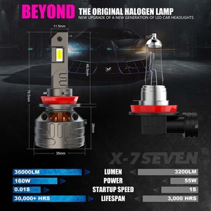หลอดไฟหน้า LED แบบ <span class=keywords><strong>X8</strong></span> F150สว่างมาก X-7SEVEN 160W 36000LM 6500K H1 H4 H7 H11 9005 9006 9012 9004 9007 H13 H10 HB3 - Product Image 3