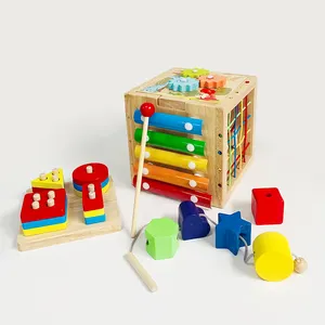 Монтессори, деревянные игрушки, детский кубик, 8 в 1, набор игрушек, коробка для детей, деревянный ящик для детей