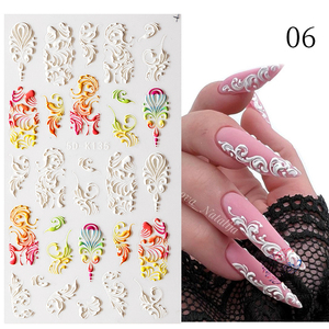 Pegatinas 5D en relieve para <span class=keywords><strong>uñas</strong></span> con diseño <span class=keywords><strong>de</strong></span> <span class=keywords><strong>tulipanes</strong></span>, rosas y mariposas, estilo francés, para manicura - Product Image 5