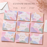 Cartes de remerciement personnalisées imprimées, cartes d'appréciation personnalisées avec motifs abstraits colorés en macaron et dorure à chaud