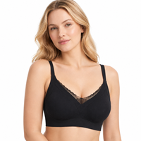 Soutien-gorge sans couture en nylon côtelé personnalisé ODM/OEM, 3 rangées, sans armatures, bretelles réglables, fermeture dorsale, dos en U, dentelle, col en V