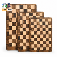 Ensemble de 3 planches à découper en bois d'acacia à grain transversal, motif damier, pour cuisine et boucherie
