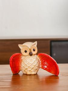 تماثيل بومة خزفية مزججة بالجملة شعبية ، تماثيل بومة حيوانات خزفية ذات تصميم - Product Image 5