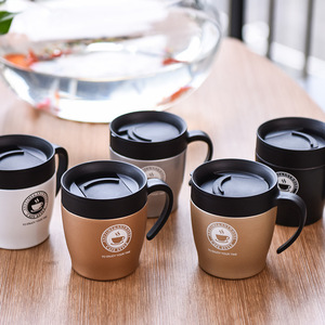 Mug à café de bureau 300 ml avec poignée-cuillère, tasse isotherme en acier inoxydable 304, logo personnalisé - Product Image 2