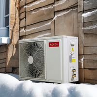 Inverter DC 18000BTU EU 5,6 kW, pompa panas sumber udara sistem terpisah, pendingin udara penggunaan ruang bertenaga AC R32, pemanas pendingin suhu rendah
