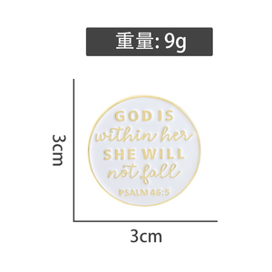 Sming Pins Dios está dentro de ella no fallará esmalte Pin verso Salmo 46:5 broche de Metal cristiano insignia de solapa regalo de joyería - Product Image 6