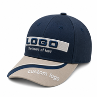 Gorra de Béisbol Estructurada de 6 Paneles Personalizada 2026, Azul Marino, Sarga de Algodón Pesado, Logotipo Bordado en 3D, Visera Curva en S, Detalle de Gorra de Carreras